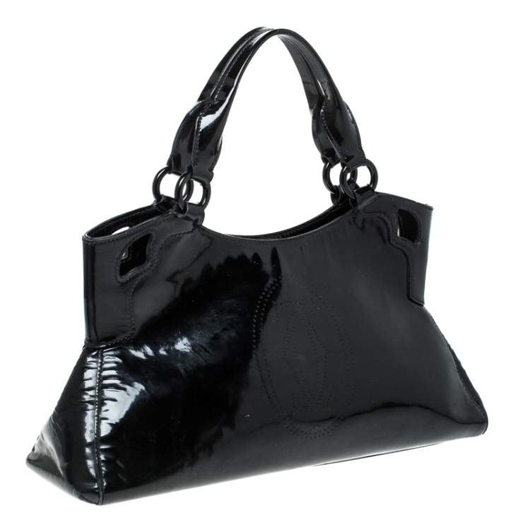 Pre Owned Cartier Black Patent Leather Small Marcello De Cartier Bag
