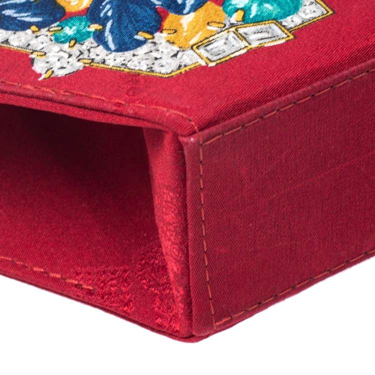 مملوكة مسبقًا Cartier Red Floral Printed Fabric Chain Shoulder Bag