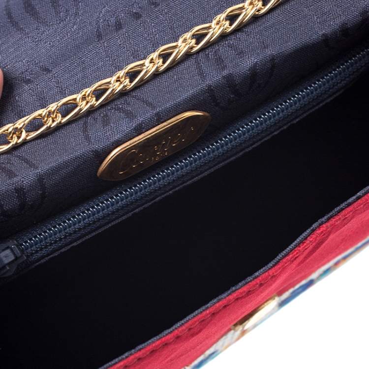 مملوكة مسبقًا Cartier Red Floral Printed Fabric Chain Shoulder Bag