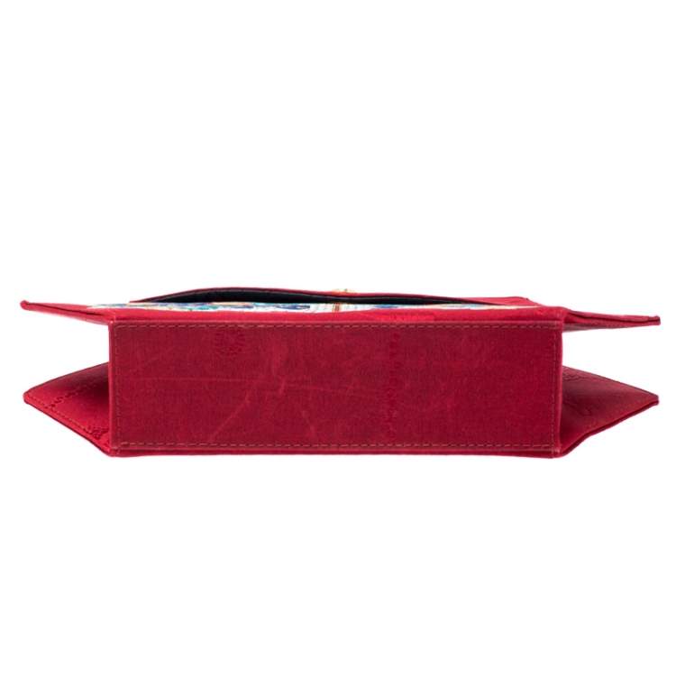 مملوكة مسبقًا Cartier Red Floral Printed Fabric Chain Shoulder Bag
