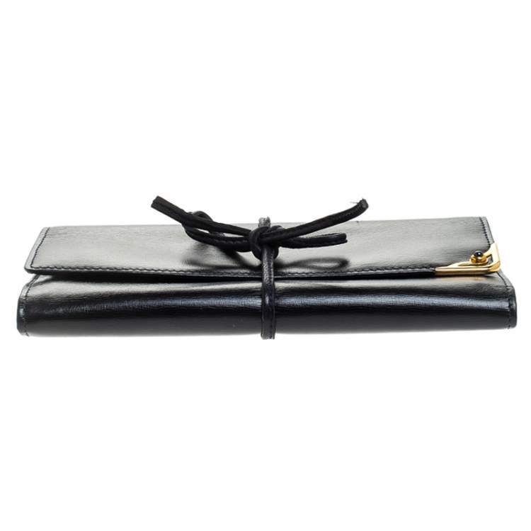 Pre Owned Cartier Black Leather Sapphire Line Jewelry Wallet