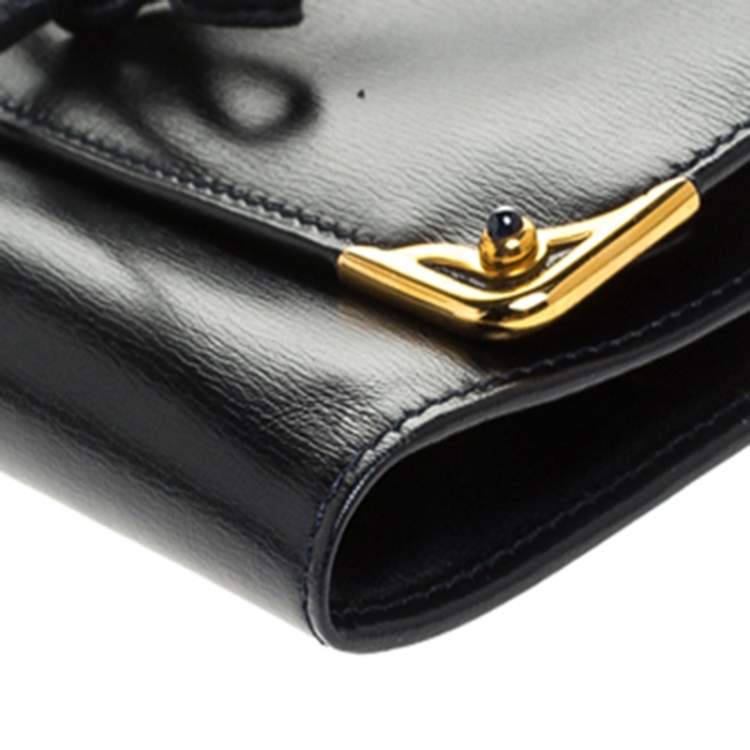 Pre Owned Cartier Black Leather Sapphire Line Jewelry Wallet