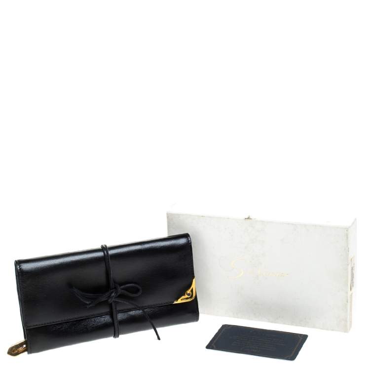 Pre Owned Cartier Black Leather Sapphire Line Jewelry Wallet