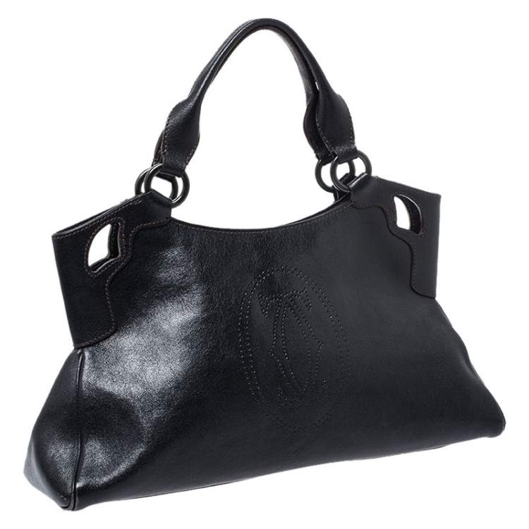 Pre Owned Cartier Black Leather Marcello de Cartier Tote