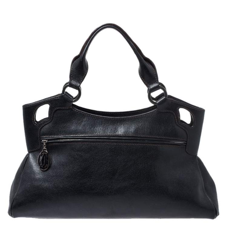 Pre Owned Cartier Black Leather Marcello de Cartier Tote