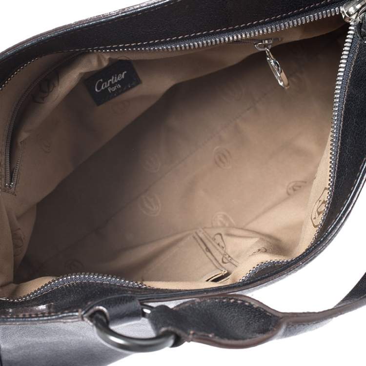 Pre Owned Cartier Black Leather Marcello de Cartier Tote