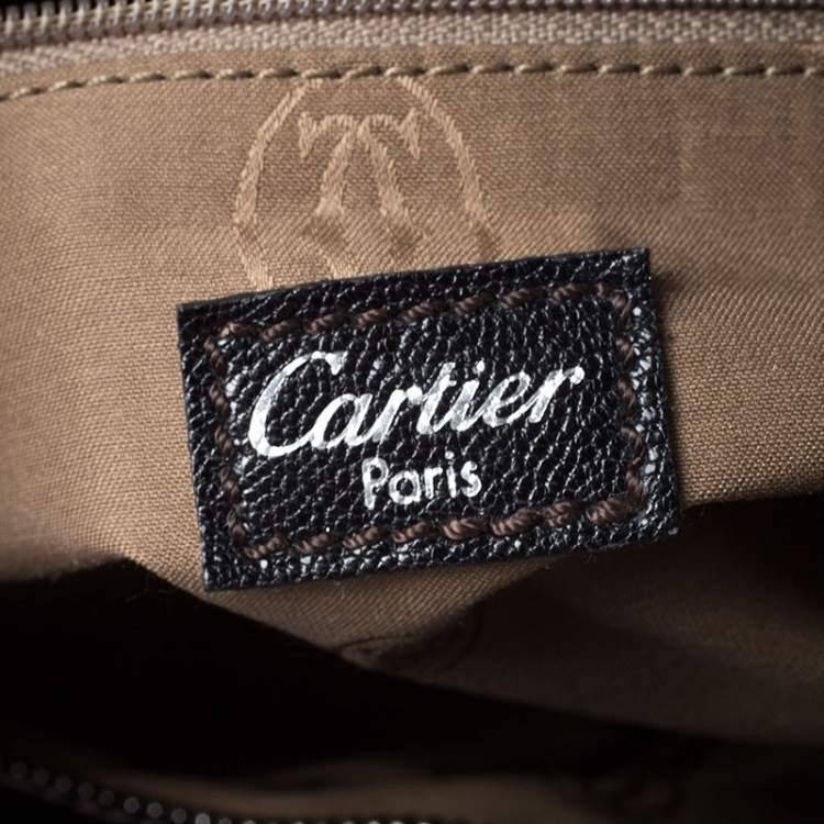 Pre Owned Cartier Black Leather Marcello de Cartier Tote