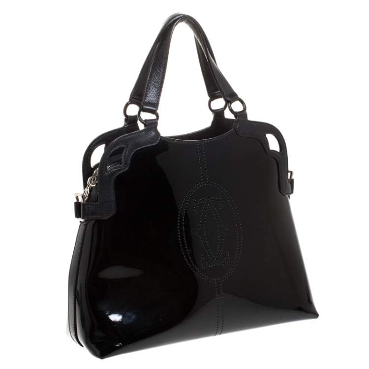 Pre Owned Cartier Black Patent Leather Marcello de Cartier Satchel