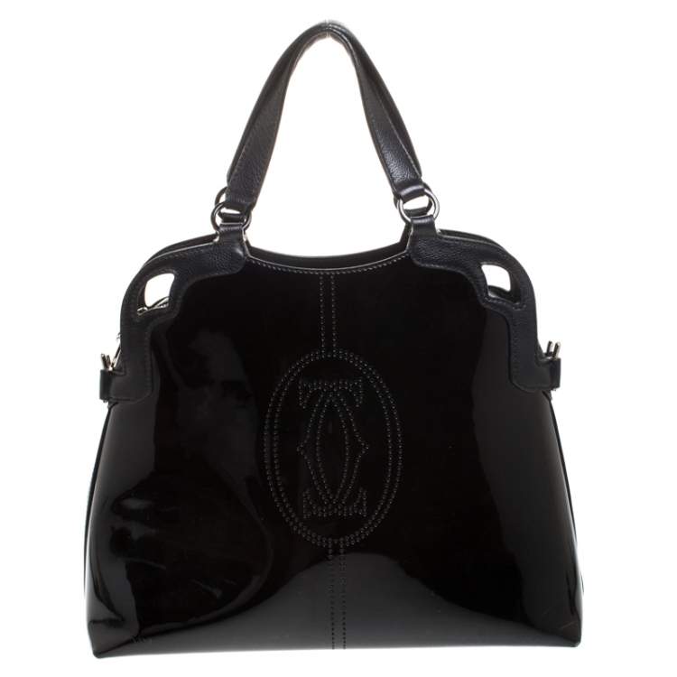 Pre Owned Cartier Black Patent Leather Marcello de Cartier Satchel