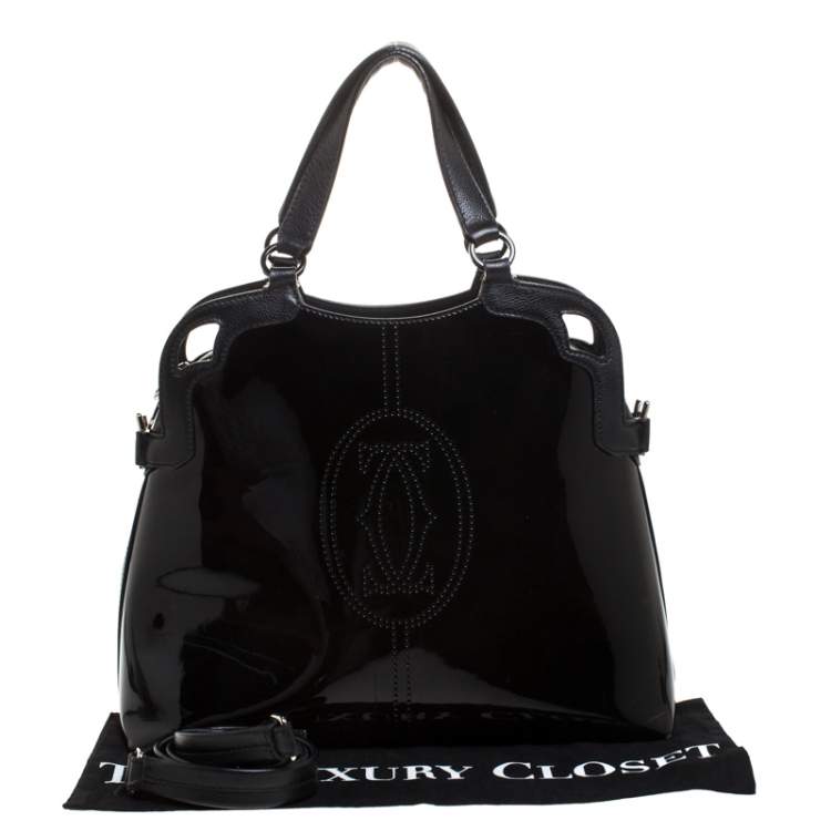 Pre Owned Cartier Black Patent Leather Marcello de Cartier Satchel