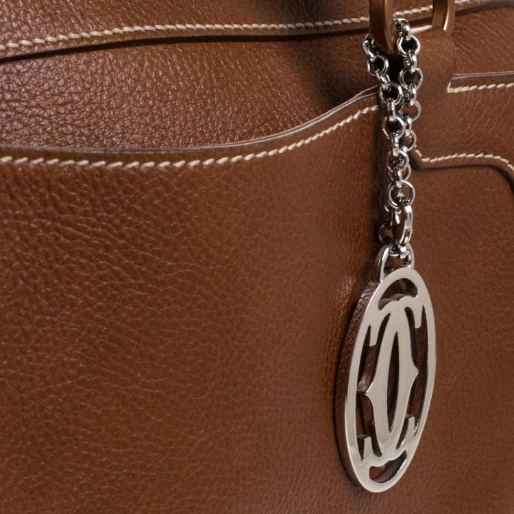 Pre Owned Cartier Brown Leather Marcello de Cartier Bowler Bag