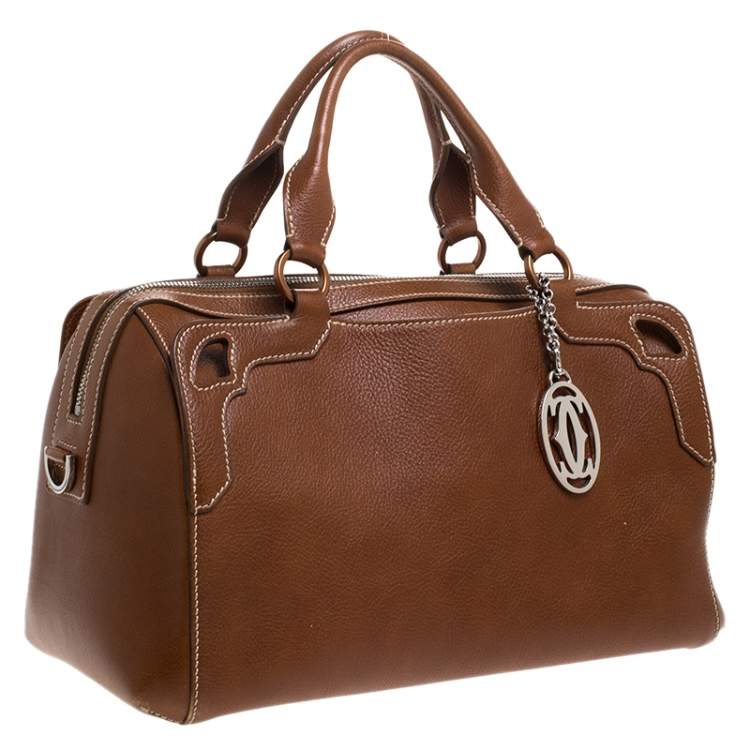 Pre Owned Cartier Brown Leather Marcello de Cartier Bowler Bag