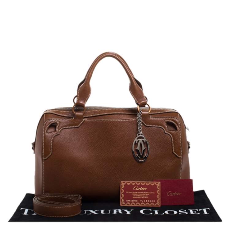 Pre Owned Cartier Brown Leather Marcello de Cartier Bowler Bag