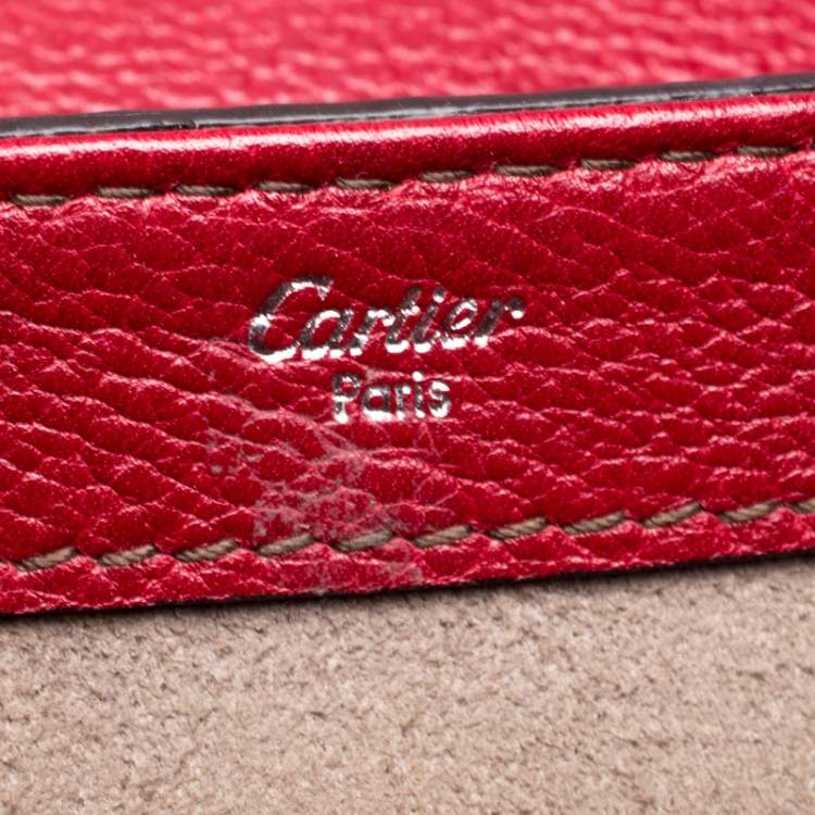 مملوكة مسبقًا Cartier Red Leather/Patent Leather and Python Classic Feminine Line Chain Bag