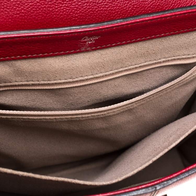 مملوكة مسبقًا Cartier Red Leather/Patent Leather and Python Classic Feminine Line Chain Bag
