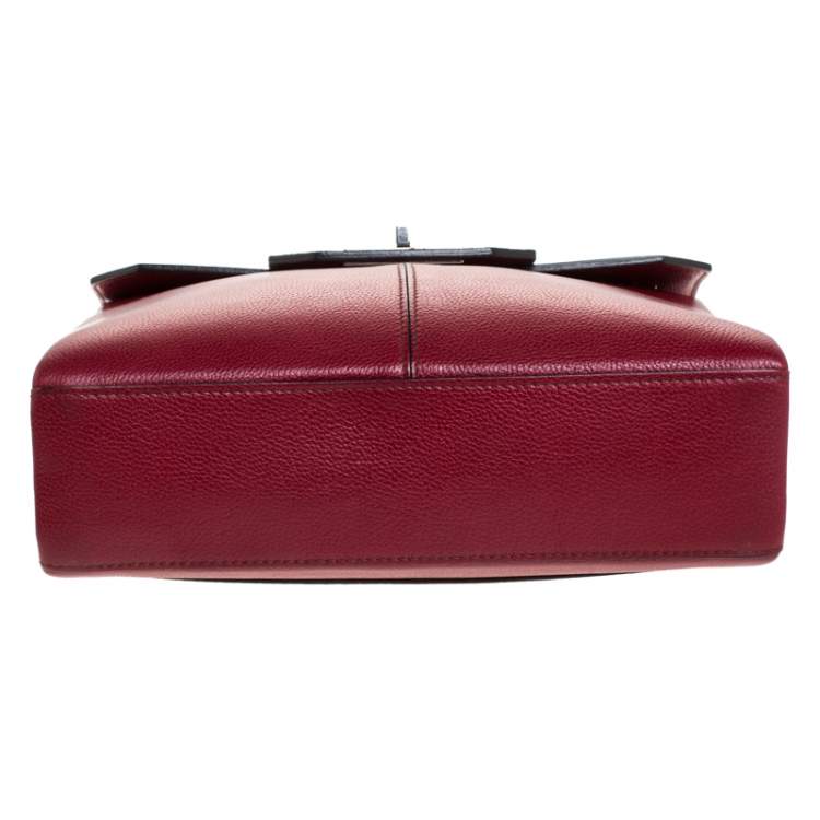 مملوكة مسبقًا Cartier Red Leather/Patent Leather and Python Classic Feminine Line Chain Bag