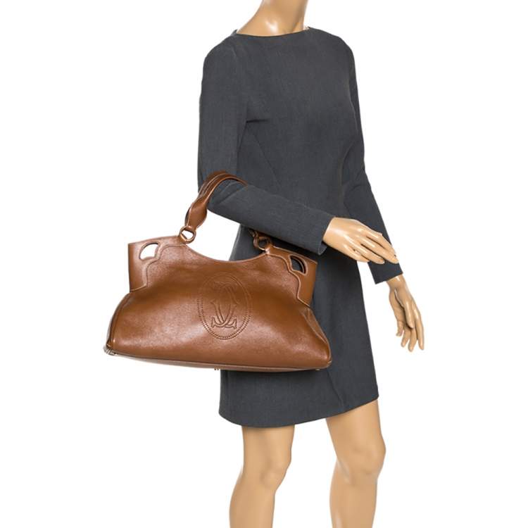 Pre Owned Cartier Brown Leather Medium Marcello de Cartier Bag