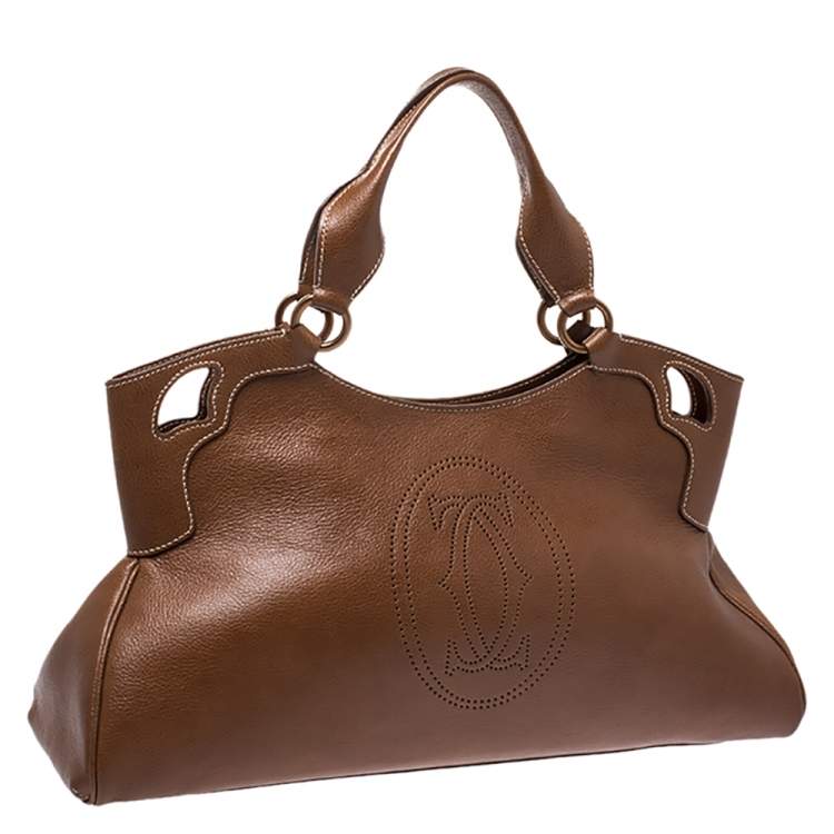 Pre Owned Cartier Brown Leather Medium Marcello de Cartier Bag