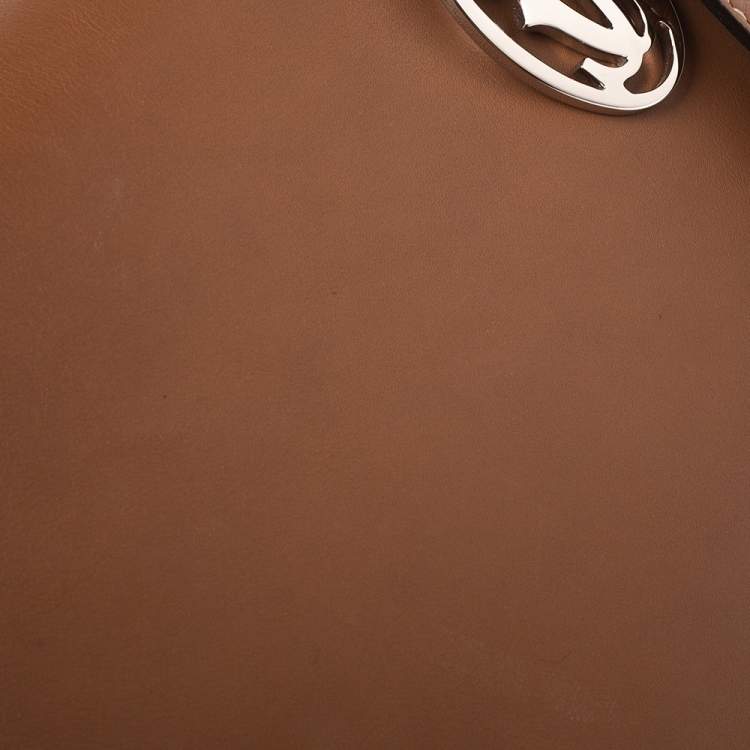Pre Owned حقيبة كارتييه يد علوية Marcello de Cartier جلد بنية فاتحة
