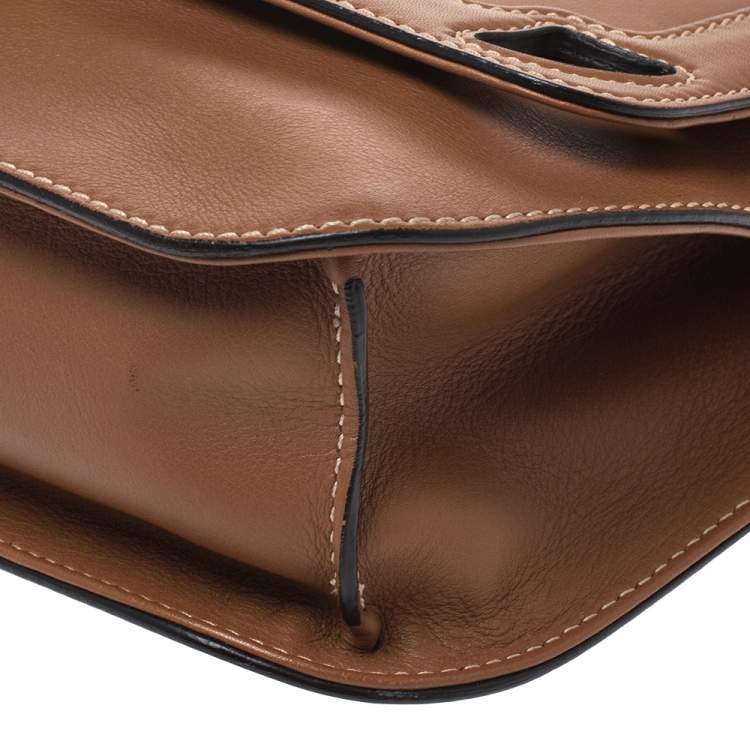 Pre Owned حقيبة كارتييه يد علوية Marcello de Cartier جلد بنية فاتحة