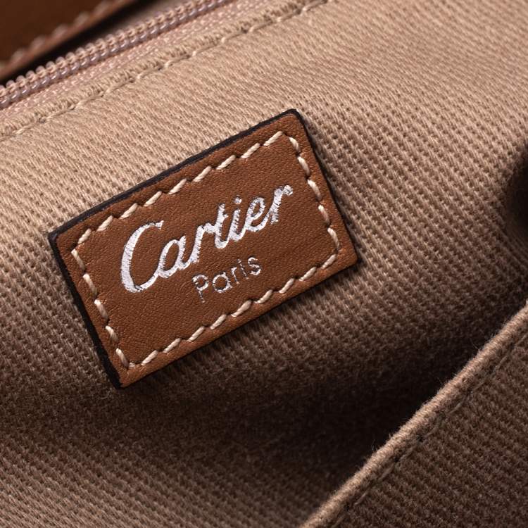 Pre Owned حقيبة كارتييه يد علوية Marcello de Cartier جلد بنية فاتحة