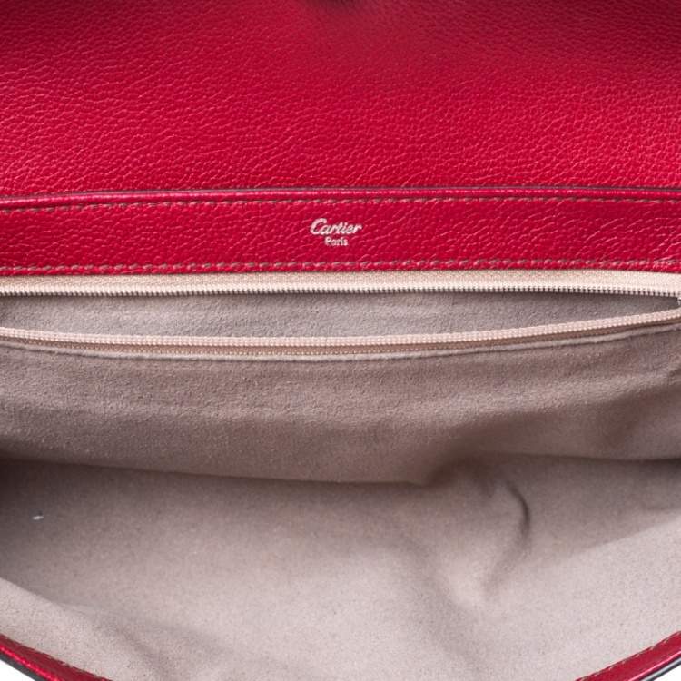 Pre Owned Cartier Red Leather and Python Shoulder Bag