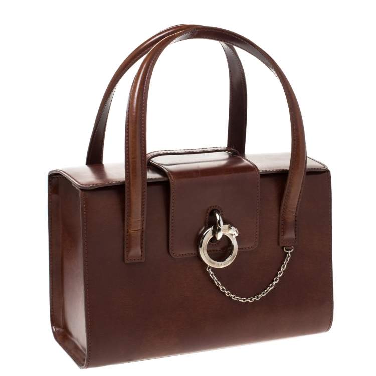 Pre Owned Cartier Brown Patent Leather Panthere Box Bag