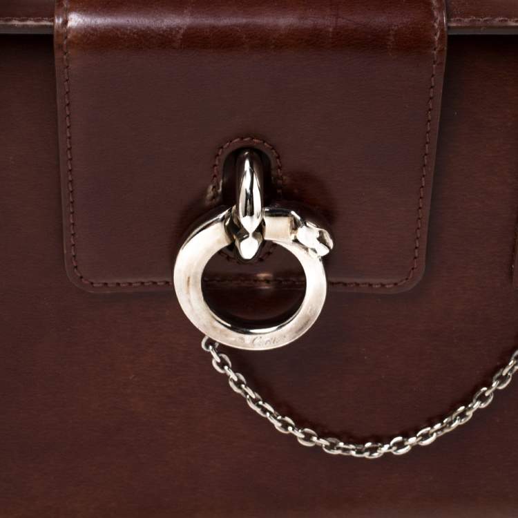 Pre Owned Cartier Brown Patent Leather Panthere Box Bag