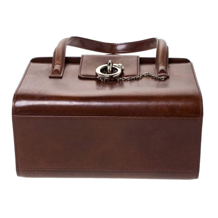 Pre Owned Cartier Brown Patent Leather Panthere Box Bag