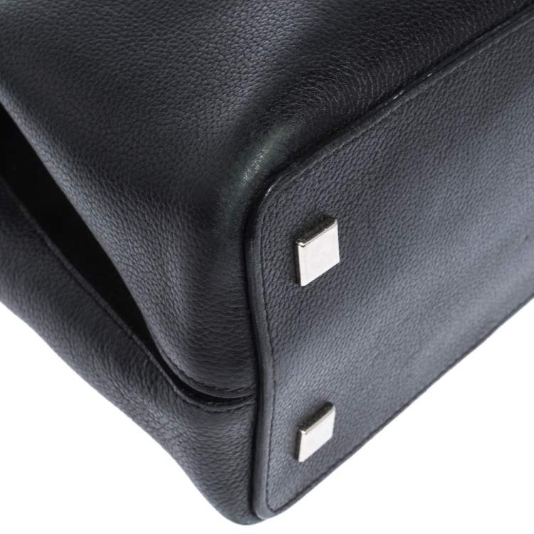 Pre Owned Cartier Black Leather and Python Classic Feminine Line Top Handle Bag
