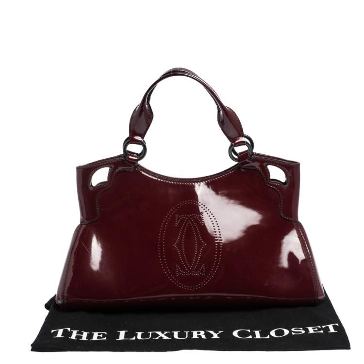 Pre Owned Cartier Red Patent Leather Small Marcello De Cartier Bag