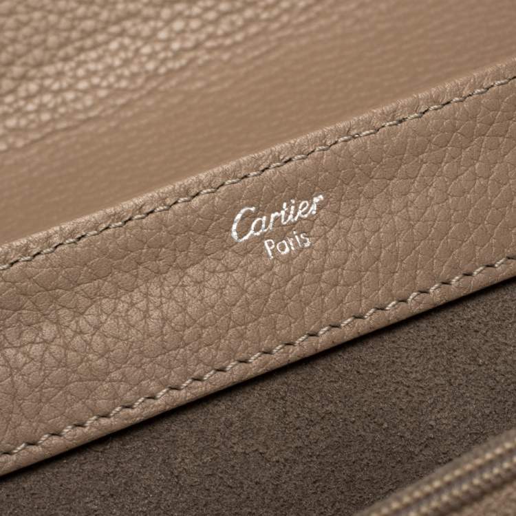 Pre Owned Cartier Beige Leather and Python Classic Feminine Line Top Handle Bag