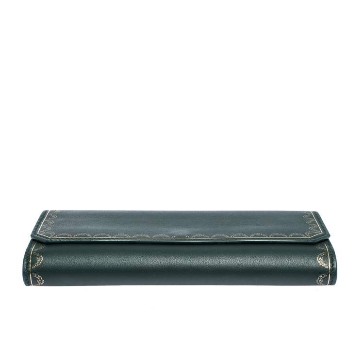 Pre Owned Cartier Green Leather Guirlande de Cartier Continental Wallet
