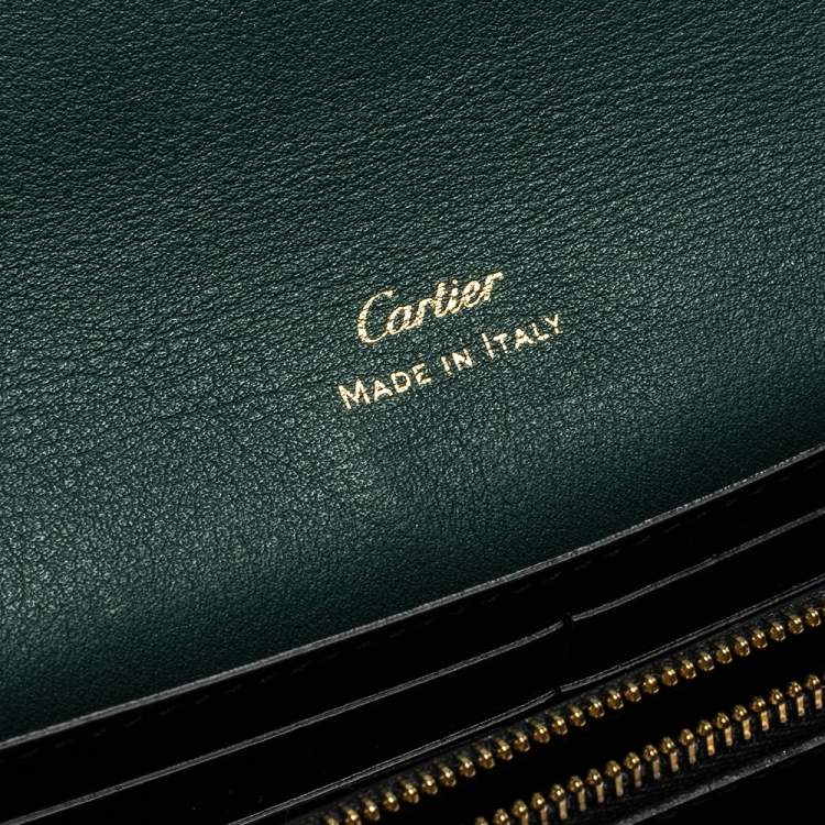 Pre Owned Cartier Green Leather Guirlande de Cartier Continental Wallet