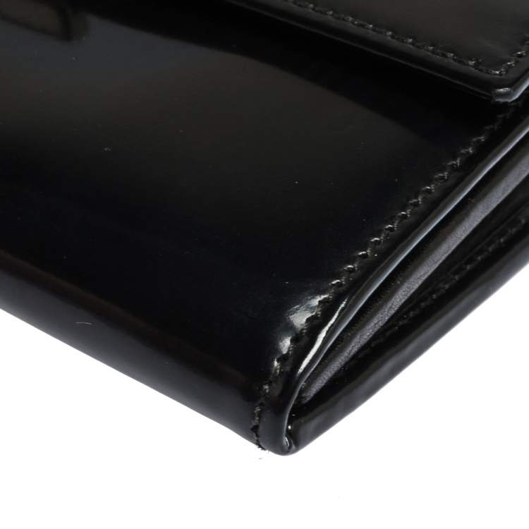 مملوكة مسبقًا Cartier Black Patent Leather Flap Continental Wallet