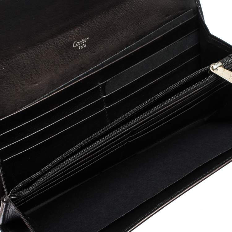مملوكة مسبقًا Cartier Black Patent Leather Flap Continental Wallet