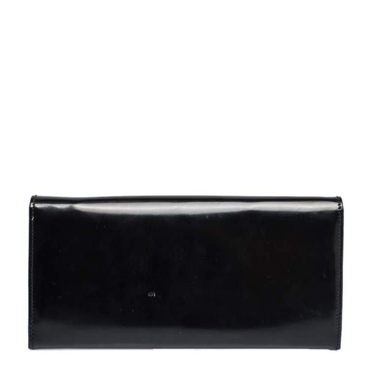 مملوكة مسبقًا Cartier Black Patent Leather Flap Continental Wallet