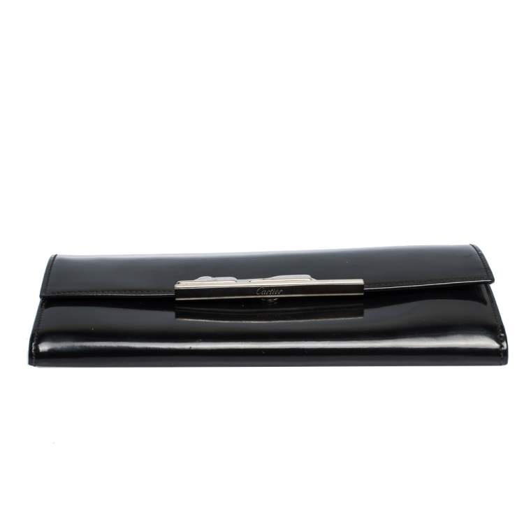 م�ملوكة مسبقًا Cartier Black Patent Leather Flap Continental Wallet