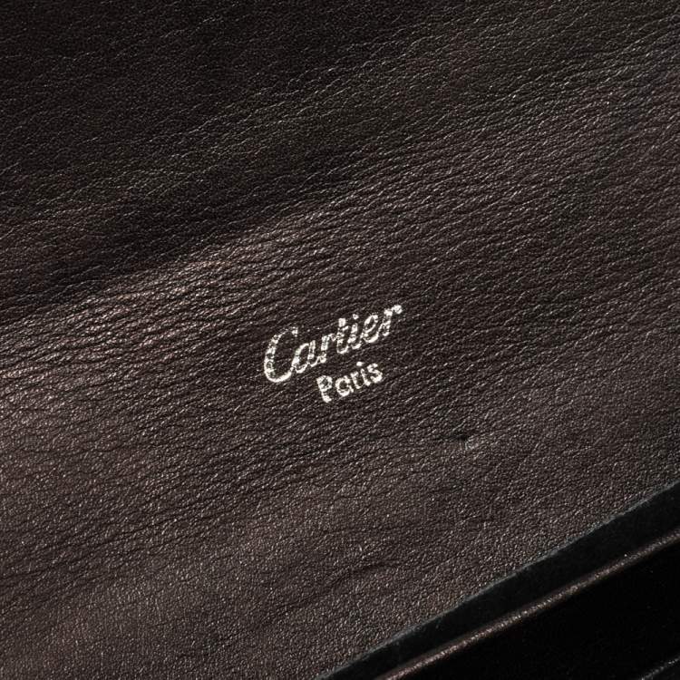 مملوكة مسبقًا Cartier Black Patent Leather Flap Continental Wallet