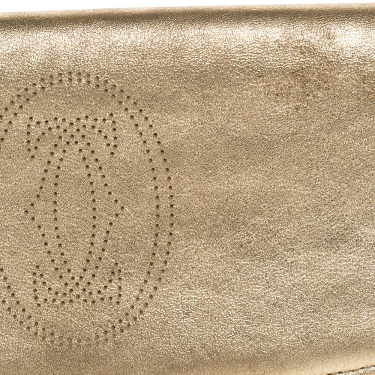 Pre Owned Cartier Gold Leather Marcello de Cartier Flap Wallet
