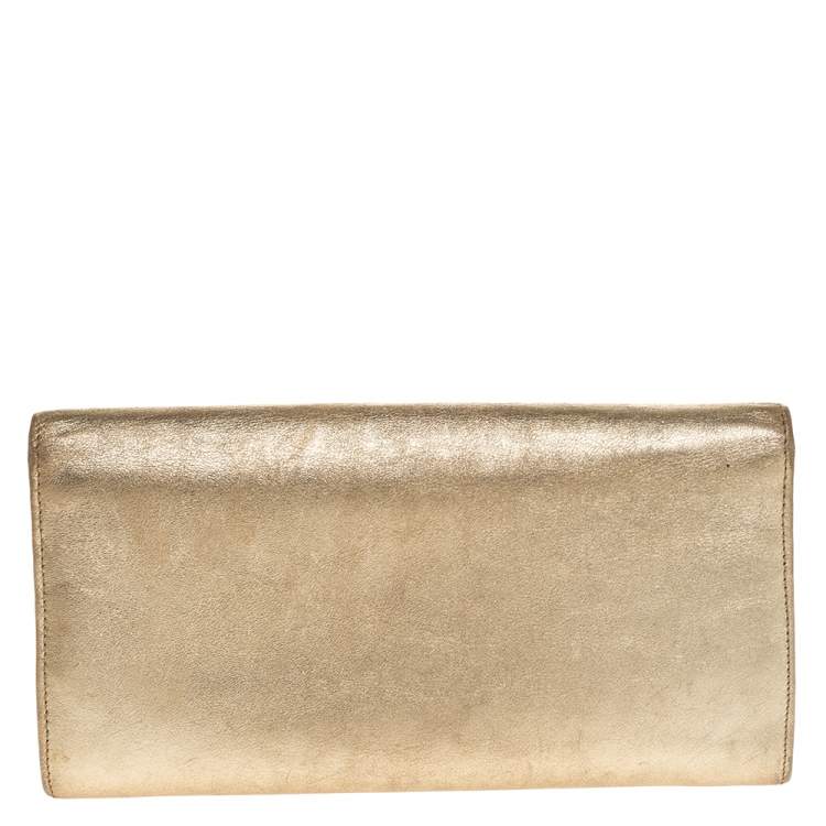 Pre Owned Cartier Gold Leather Marcello de Cartier Flap Wallet