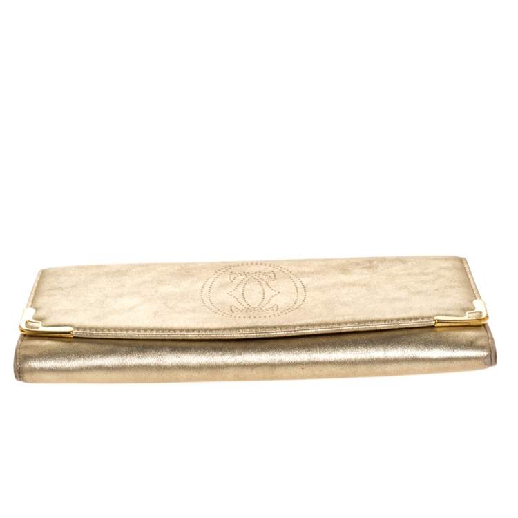 Pre Owned Cartier Gold Leather Marcello de Cartier Flap Wallet