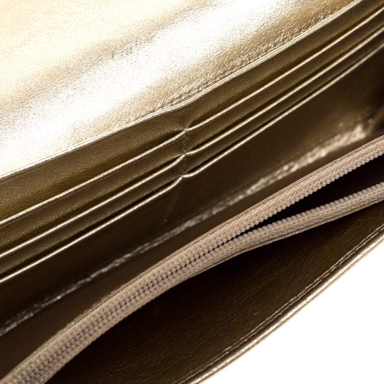 Pre Owned Cartier Gold Leather Marcello de Cartier Flap Wallet