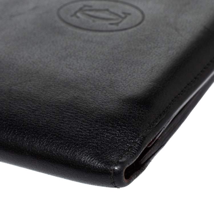 مملوكة مسبقًا Cartier Black Leather Must De Cartier Bifold Wallet