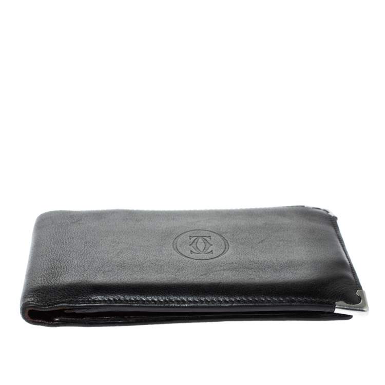 مملوكة مسبقًا Cartier Black Leather Must De Cartier Bifold Wallet