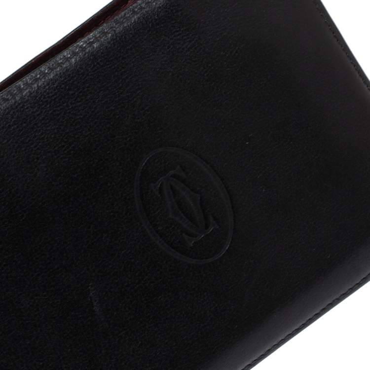 مملوكة مسبقًا Cartier Black Leather Must De Cartier Bifold Wallet