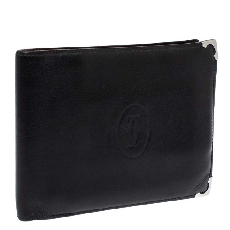 مملوكة مسبقًا Cartier Black Leather Must De Cartier Bifold Wallet