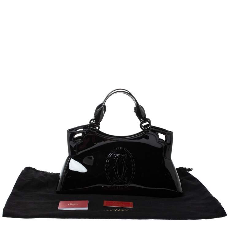 Pre Owned Cartier Black Patent Leather Small Marcello De Cartier Bag