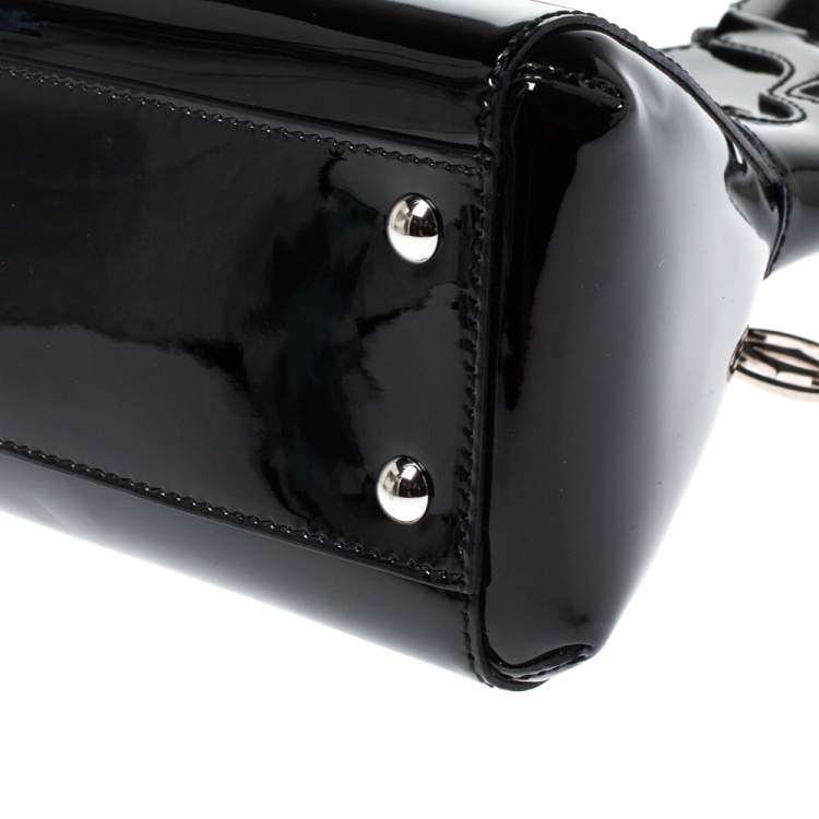 Pre Owned Cartier Black Patent Leather Small Marcello De Cartier Bag