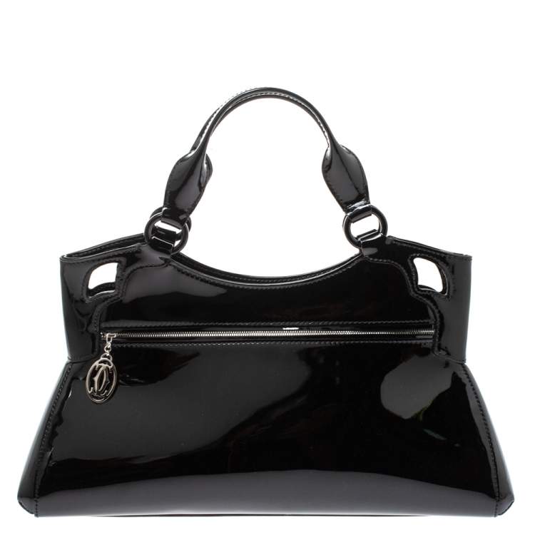 Pre Owned Cartier Black Patent Leather Small Marcello De Cartier Bag